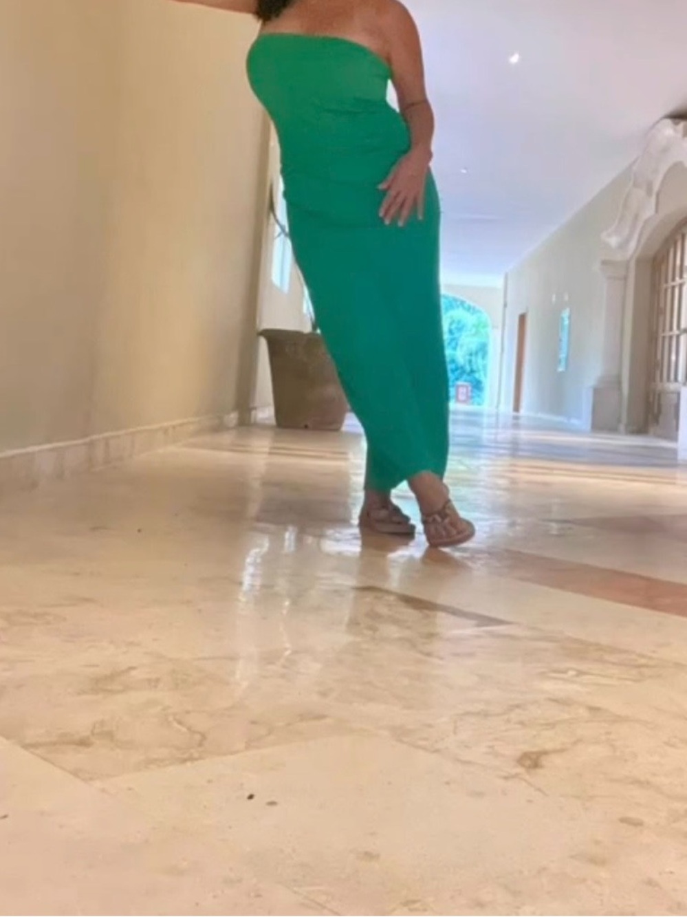 SHEIN Emerald Green Strapless Maxi DRESS